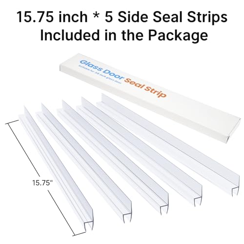 AmazerBath 5-Pack 15.75" Shower Door Side Seal Strip for 3/8"(10mm) Glass - 5 Section Segmented Shower Installation Kit Frameless Glass Door Seal Strip - style: Side Seal 3/8