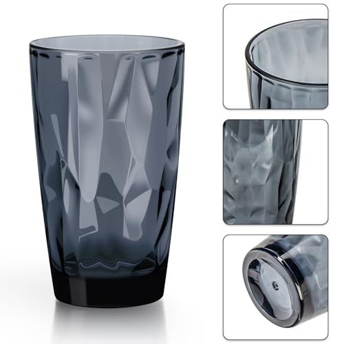 Topsky 16oz Plastic Tumblers Drinking Glasses Set of 4,Gray Acrylic Drinking Cups Wine Glasses Beverage Cups for Daily Use, Poolside, Outdoor&Indoor - Stackable,Dishwasher Safe,Easy to Clean - color: Grayish Blue 16oz