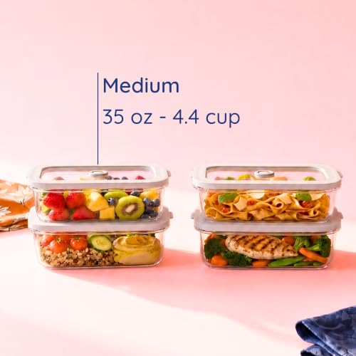 Non-Toxic Glass Food Containers with Lids, 4-Pack, 35 oz, Airtight, Gray - color: Gray, size: 35 Oz
