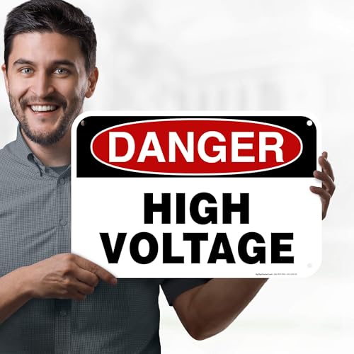 Danger High Voltage Sign, 12x18 Inches, 55 mil thick HDPE (high density - size: 12x18 - Polyethylene