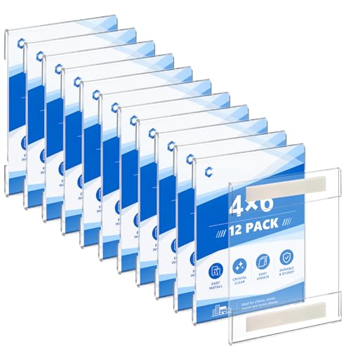12 Pcs 4 x 6 Wall Mount Sign Holders with Tape Adhesive - style: 12 Pcs-4×6 Inch-Vertical