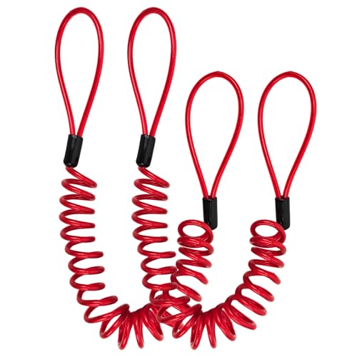 Security Cable Lock 2 Pack, 5FT Self-Coiling Stainless Steel Double Loop Cable, Flexible Anti-Theft Wire for Luggage, Bike, Helmet & Travel Gear (Red) - color: Red