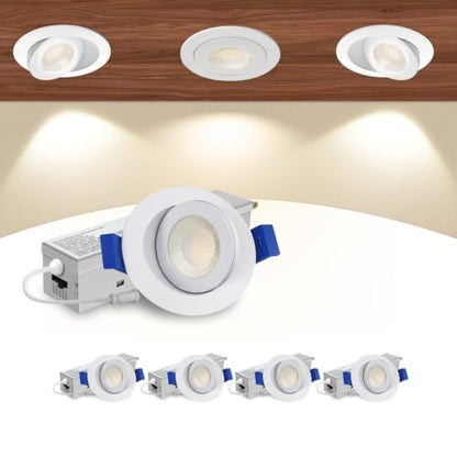 Aosclex 4 Pack 2 ''LED Gimbal Eyeball Recessed Light, 5CCT Dimmable White - color: White-2inch, size: 4 Pack