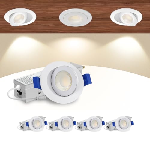 Aosclex 4 Pack 2 ''LED Gimbal Eyeball Recessed Light, 5CCT Dimmable White - color: White-2inch, size: 4 Pack