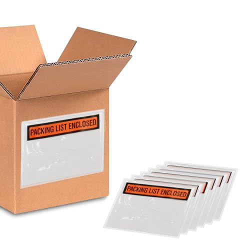PSBM 1000 PCS 5.5 x 10 Inch Orange Panel Face Packing List Enclosed Envelopes, Invoice Packing Slips Pouch for Mailing Labels, Invoices, Documents and Slips - size: 5.5 Inch x 10 Inch Orange / Back Side Load