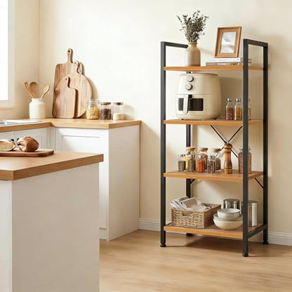 4 Tier Bookshelf, Free Standing Bookcase with Open Storage Shelves - color: Light Wood, size: 4 Tier
