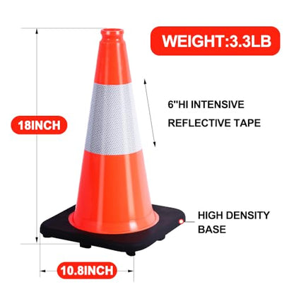 BESEA 5 Pack 18 Inch Traffic Cones with Weighted Black Base - size: 18" (5 Cones)
