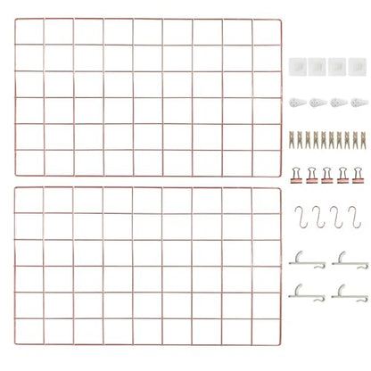 CIKLCIX Wire Wall Grid Panel Set of 2, Photo Display Board & Memo Board - color: Rose Gold, size: 2 Pack