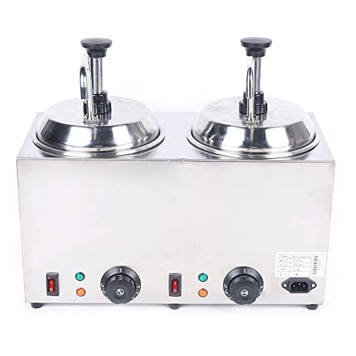 2x 2.1Qt Dual Hot Fudge Warmer Commercial Electric Nacho Cheese Dispenser