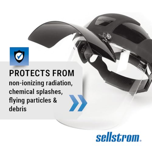 Sellstrom DP4 Face Shield - Lightweight Mask with High Impact Crown & Ratchet Headgear for Work, Grinding, Plasma/Flame Cutting - ANSI Z87.1 - Clear Anti Fog Polycarbonate Window - UV/IR Flip Up Visor - style: Shade 8 Infrared Visor