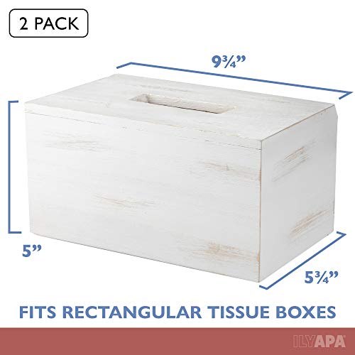Ilyapa Rustic Wood Tissue Box Cover, Rectangular - White, 2 Pack, Farmhouse - color: Rustic White, size: 10"x6" Rectangle 2 Pack