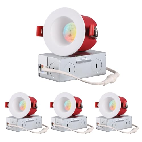 TORCHSTAR 4-Pack 3 Inch 2 Hour Fire Rated LED Recessed Light, Deep Baffle - size: 3 Inch