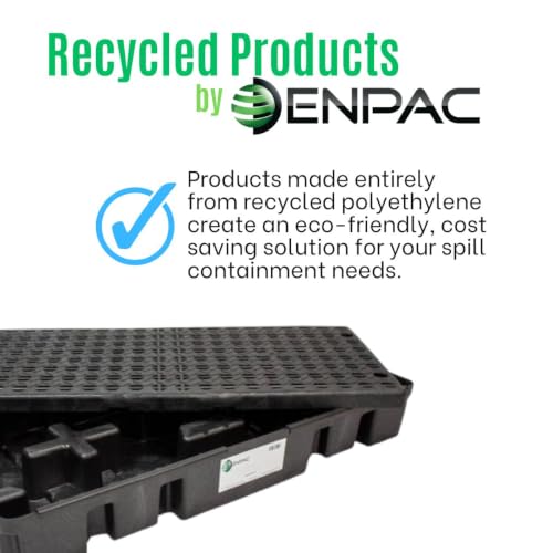 ENPAC 6 Drum Spill Containment Pallet, U-Connect Linking Modular Workstation, 72"x49"x6.5", 9000 lbs. Distributed Load Capacity, 76.5-Gallon Spill Capacity, EPA/OSHA Compliant, Made in USA - color: Black Recycled, size: 6 Drum