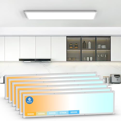 1x4 LED Flat Panel Light Surface Mount 6 Pack,5CCT Selectable,White - color: White