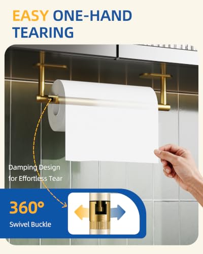 RUACQ Paper Towel Holder Under Cabinet, Stainless Steel, Brushed Gold - color: Brushed Gold, size: Standard - Oval