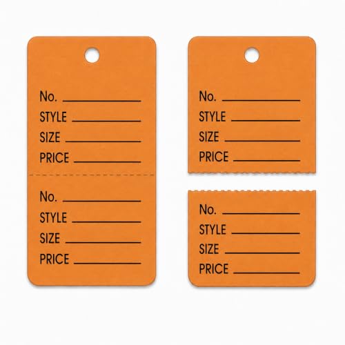 1000 Count Orange Manila Tags, 1.25" x 1.88", 2-Part Perforated - color: Orange