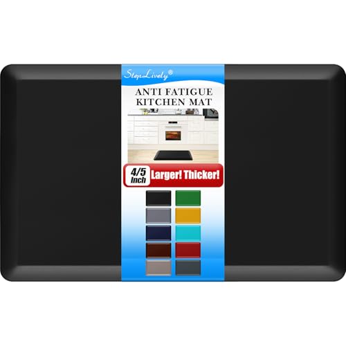 4/5 Inch Thick Kitchen Mat - Cushioned Anti Fatigue Mat for Kitchen Floor - color: Black, size: 32"L x 20"W x 0.8"Th