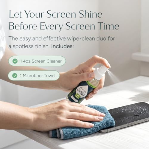 Puracy Screen Cleaner with Microfiber Cloth – All Purpose Phone, Laptop, Computer, TV Screen Cleaner for Smart TV, Streak-Free and Fingerprint-Free (4 oz, Free & Clear) - size: 4 fl oz (Pack of 1)