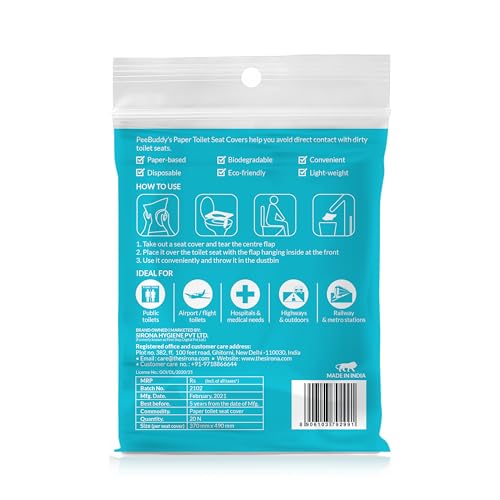 PeeBuddy Disposable Paper Toilet Seat Covers (Pack Of 40) | No Direct Contact with Unhygieneic Seats| Easy To Dispose| Nature Friendly| Must Have For Women - size: 40 Seat Covers