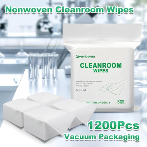 Cleanroom Wipes 4"x4" (1200 Pcs,Grade B, 56GSM) - size: 4"×4" (Pack of 1200)