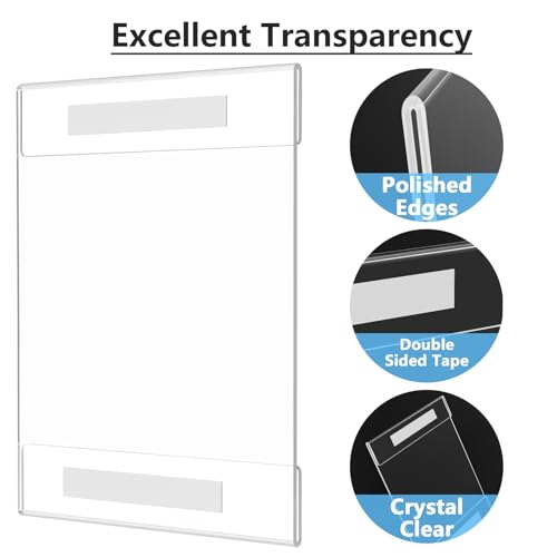 MaxGear Acrylic Sign Holder 8.5 x 11 Wall Mount with Tape, 12 Pack - size: 8.5"x11"-12Pack