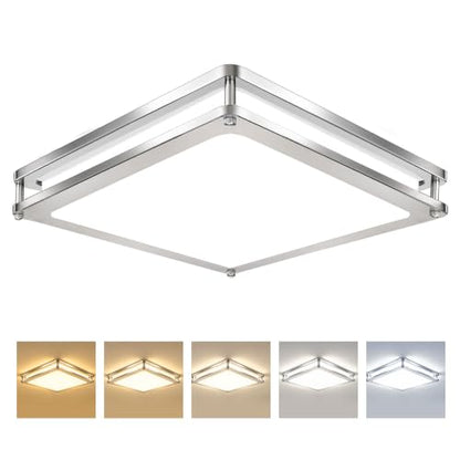 12Inch 36W Square LED Flush Mount Ceiling Light Fixture (450W Equiv), 3600LM Modern Dimmable LED Ceiling Lights, 2700K-6500K 5CCT Adjustable Brushed Nickle Ceiling Lamp for Living Room Kitchen, 1 Pack - color: Brushed Nickle, size: 1 Pack