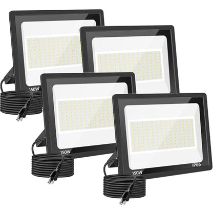 150W LED Flood Light 4 Pack, 5000K, IP66 Outdoor Waterproof - size: 150w_4pack