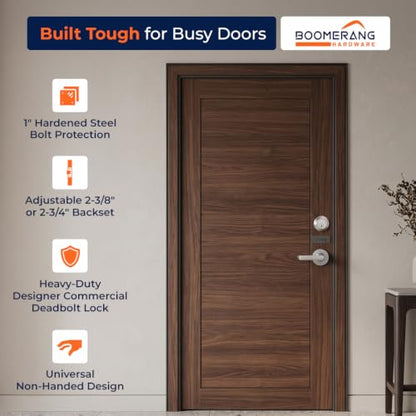 Boomerang DB7431 Heavy-Duty Designer Commercial Deadbolt Lock, 6-Pin - color: Satin Chrome (US26D), style: 6 Pin Cylinder