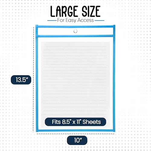 Essex Wares - 6 Pack, Sky Blue Dry Erase Pockets, 10" Wide x 13.5" Tall - color: Sky Blue
