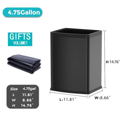 4.7 Gallon/18L Black Trash Can,Commercial Metal Trash Bin, Large Capacity Garbage Can, Business Waste Basket, for Desk, Office,Kitchen, Hotel, Home(18L Black) - color: 18L Black