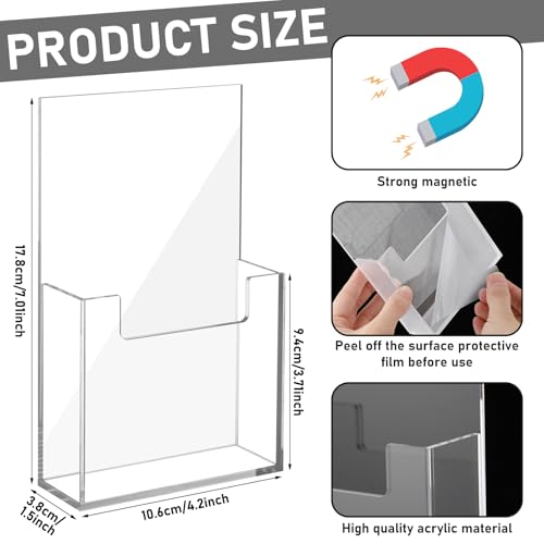 AmazingSpark 2 Pack Magnetic Brochure Holder Acrylic Holder, 4 x 7 Inch - size: 4 x 7 Inch