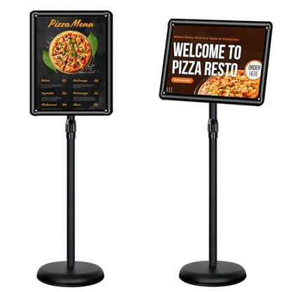 11 x 17" Pedestal Sign Holder, Adjustable Floor Standing Display Stand - color: Black, size: 11x17in