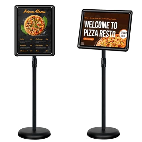 11 x 17" Pedestal Sign Holder, Adjustable Floor Standing Display Stand - color: Black, size: 11x17in