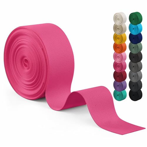 Polyester Webbing Strap 17+Colors – 1"&1.5"&2" – 10 Yards Heavy Duty Webbing Roll, Flat Webbing Strap for Indoor&Outdoor Gear, DIY Crafting, Repairing - color: Pink, size: 1"-10yards