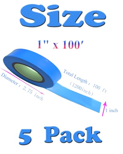 Blue Flagging Tape - Non-Adhesive Hi-Vis Plastic | 5 Rolls (1" x 500') | Fade-Resistant for Surveyor, Tree Marking, Hunting Trail, Boundaries & Hazardous Areas Workplace - color: Blue