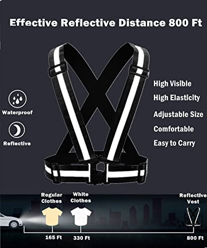 Reflective Strap Safety Vest Gear - 2-10 Pack Adjustable High Visible Reflective Running Gear for Women Men Night - color: Green+Black