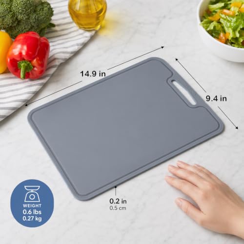 Silicone Cutting Board, 14.9x9.4 In, BPA-Free Flexible Chopping Mat(Grey) - color: Gray, size: 14.9"L x 9.4"W