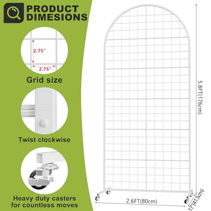 VGMiu Grid Wall Panel 2.6' x 5.8' FT Metal Grid Display Stand 1PCS White - color: White, size: 5.8 ft