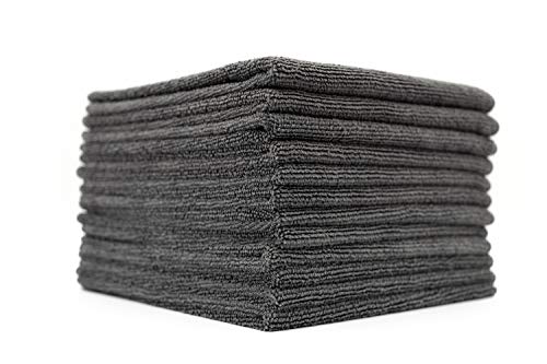 The Rag Company - All-Purpose Microfiber Terry Cleaning Towels - Commercial Grade, Highly Absorbent, Lint-Free, Streak-Free, Kitchens, Bathrooms, Offices, 300gsm, 12in x 12in, Grey (12-Pack) - color: Grey, size: 12in x 12in