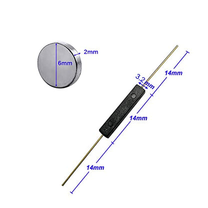 Gebildet 10pcs Plastic Reed Switch Reed Contact Normally Open (N/O) Magnetic Induction Switch (2.5mm×14mm) with 10pcs Small Multi-Use Round Magnets - color: Black-E331