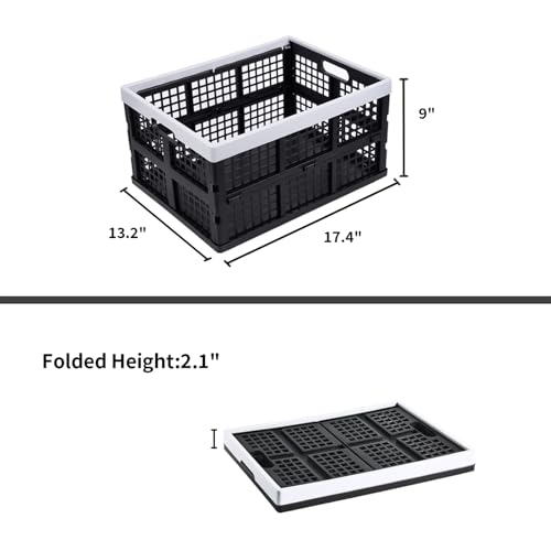 Aebeky 3-Pack Plastic Collapsible Storage Crates-30L,Foldable Plastic Crates for Storage (Black+Gray) - color: Black+Gray