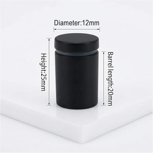 Lantee 12pcs Black Sign Standoff Screws, Stainless Steel Wall Mount Standoff Holders, Heavy Duty for 1/2" Thick Acrylic/Glass 1/2" x 1"(12x25mm) - color: Black, size: 1/2" x 1" / 12 x 25mm