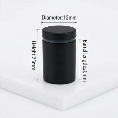 Lantee 12pcs Black Sign Standoff Screws, Stainless Steel Wall Mount Standoff Holders, Heavy Duty for 1/2" Thick Acrylic/Glass 1/2" x 1"(12x25mm) - color: Black, size: 1/2" x 1" / 12 x 25mm