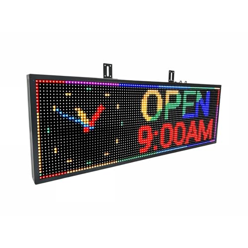 P10 Programmable LED Sign, 40"x14" Scrolling LED Sign for Business, Waterproof LED Display with WIFI & USB Control, 96x32 Pixels SMD Technology Digital Advertising Sign for Shop, Hotel, Store, Restaurant - size: P10 40"x14"