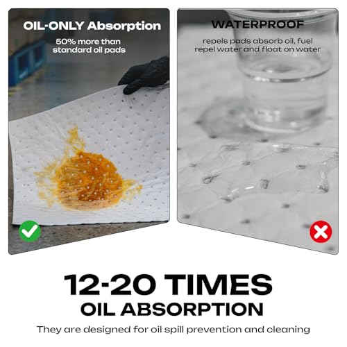 Oil Absorbent Pads Roll, Oil-Only Spill Mat, White, 16"x20", 100 Pcs - color: 100pack 3mm Thickened/Oil Only rolls(16"x20")