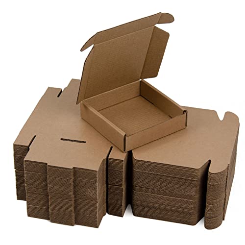 SUNLPH 50 Pack 4x4x1 Inches Small Shipping Boxes, Brown Corrugated Cardboard Boxes, Moving Mailing Packing Box - color: Brown, size: 4x4x1