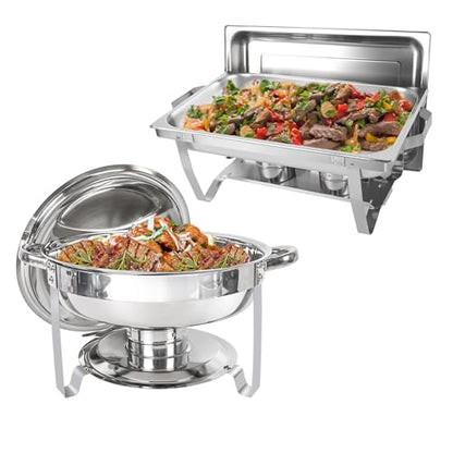 IMACONE Chafing Dish Buffet Set, 2 Pack, 5QT Round & 8QT Rectangle - size: 2-Pack