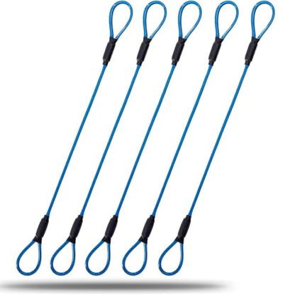 3.3mm Steel Wire Rope Outdoor Travel Security Cable Lock,Braided Steel Coated Safety Cable Luggage Lock,Safety Cable Wire Rope Chain Lock Double Loop Lightweight (Blue*5, 12in/30cm) - color: Blue*5, size: 12in/30cm
