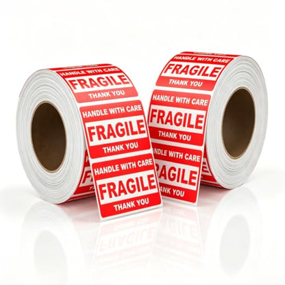 Fragile Stickers 2" x 3", Handle with Care Labels, Permanent Adhesive Small Shipping Stickers for Mailing, Packing, Personal Moving & Small Packages (2roll 1000 Pcs) - size: 2" x 3"
