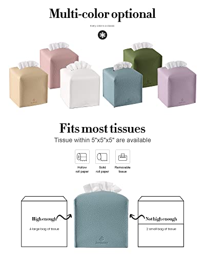 Tissue Box Cover, Jeethemy Square PU Leather Tissue Box Holder, Modern Tissue Case Facial Paper Organizer Dispenser，5X5X5'',Single Blue - color: Single Blue